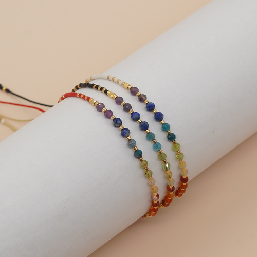 ins niche design light luxury style colorful dopamine gradient natural stone rice bead beaded bracelet for women
