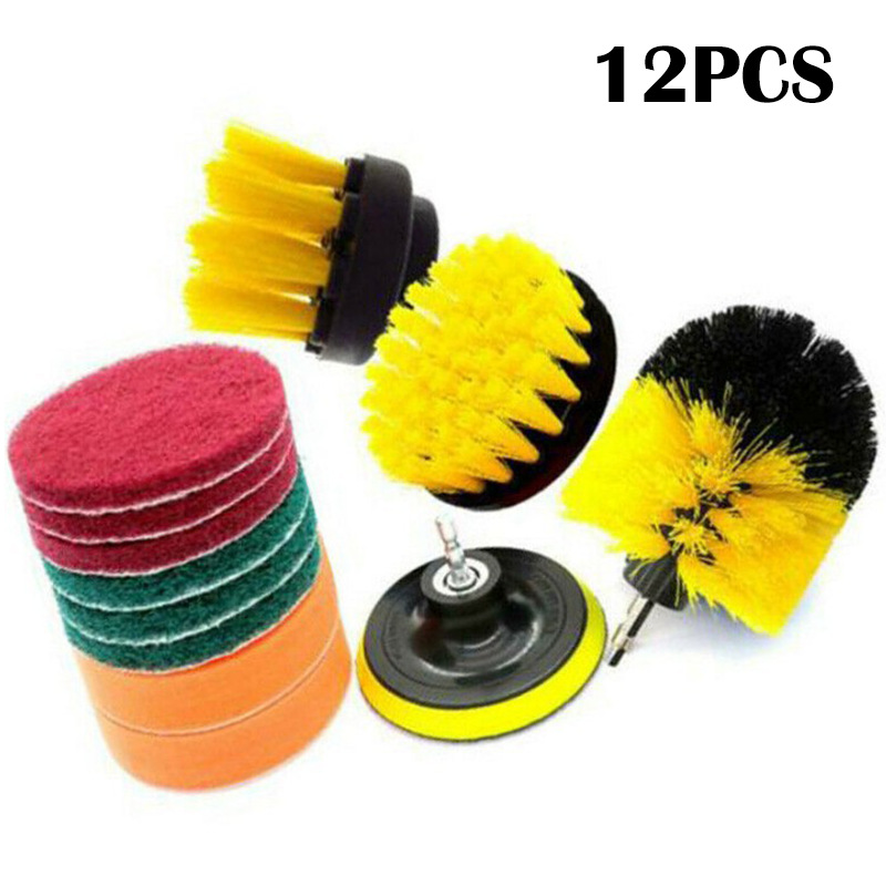 노란색 12 피스 전동 드릴 브러시
