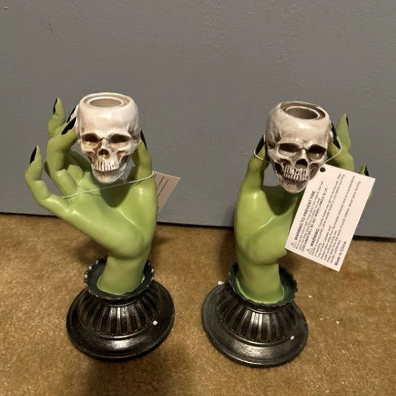 Крестообразный подсвечник в виде черепа, новый подсвечник для дома на Хэллоуин, декоративные изделия из смолы оптом