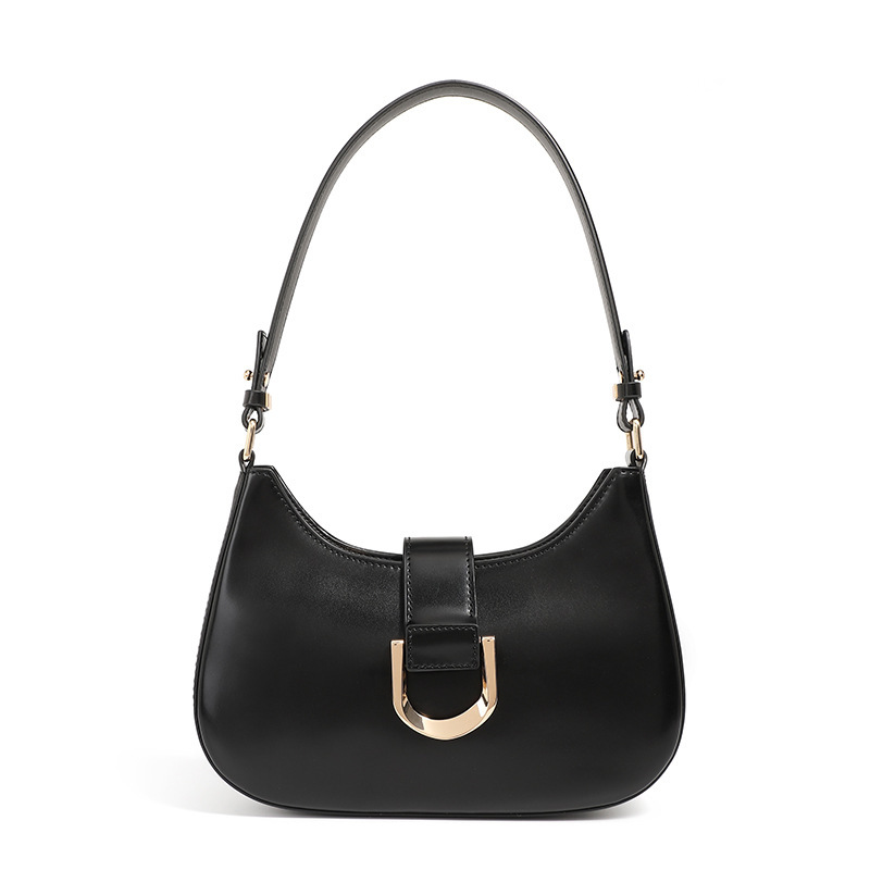 Genuine Leather Crescent Bag Luxury Cowhide Baguette Bag Women's Commuter Bag Niche Design Versatile Shoulder Crossbody Bag - Thumbnail 4