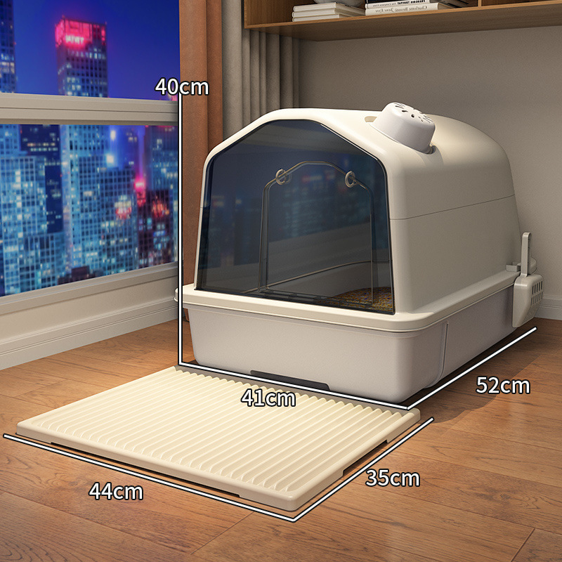 Cuenca de arena para gatos totalmente cerrada anti-odorante desodorante gran tamaño inodoro para gatos fuera de la arena para gatos gran tamaño