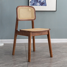 卡曼藤编复古椅子餐饮奶茶店商用休闲椅日式设计师昌迪加尔餐椅