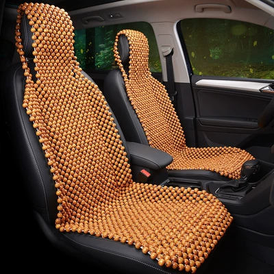 Car Wooden Bead Seat Cushion, Cool pad - yellow-single-seater