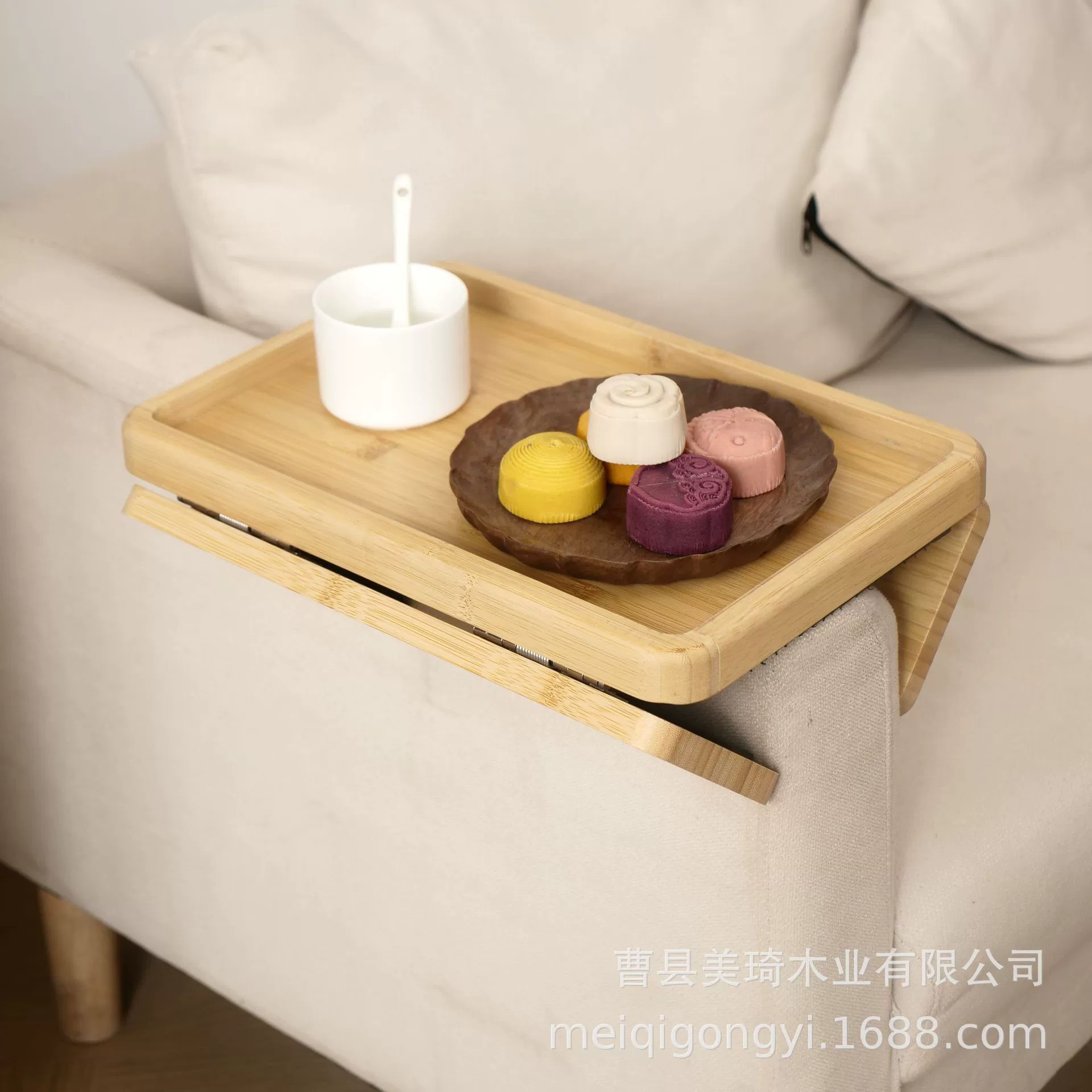 Складной поднос для дивана из бамбукового дерева, удобный подлокотник, деревянный поднос для ленивого дивана