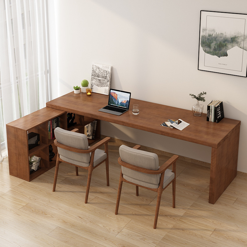Carefully Selected Retro Country Solid Wood Desk for Home Bedroom Study Type with Six-Drawer Cabinet Storage Rack Computer Desk Combination
