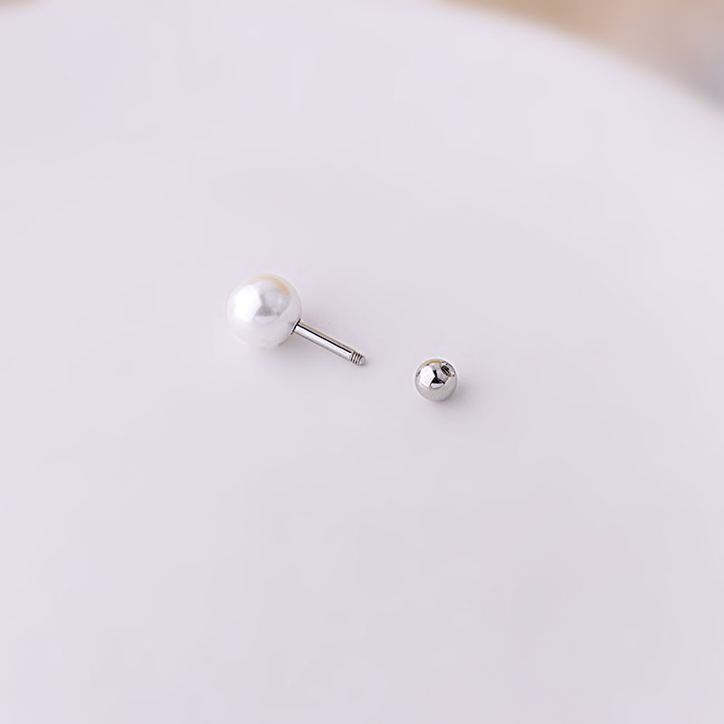Ear Cartilage Rings & Studs Piercing Type 1 Piece Quantity 1 Piece 316L Stainless Steel Imitation Pearl Geometric Waterproof Non Tarnish Surgical Steel Ear Cartilage Rings & Studs