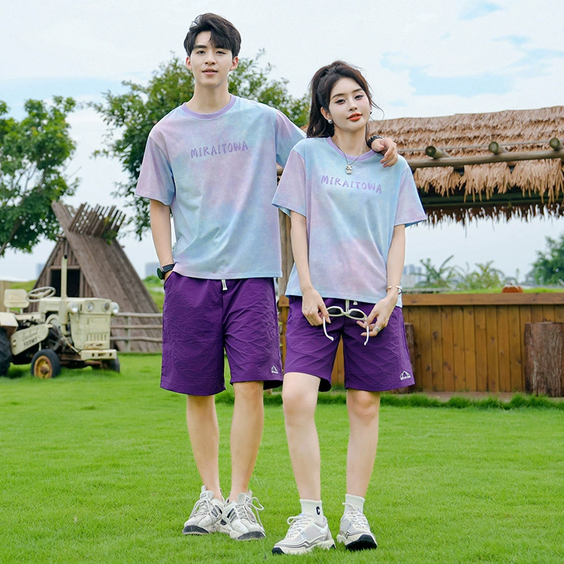 Горячая краска Tie-Dye T-свитер для родителей и детей, праздничный повседневный наряд, семейный набор из трех-четырех, футболка с коротким рукавом