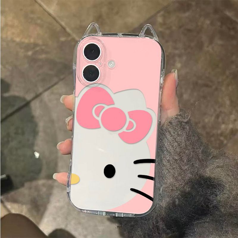 Bie Hello Kitty for Apple 16 phone case 16PROMAX cat ear phone case 13 14 15 soft case 12p Bie Hello Kitty for Apple 16 phone case 16PROMAX cat ear phone case 13 14 15 soft case 12p