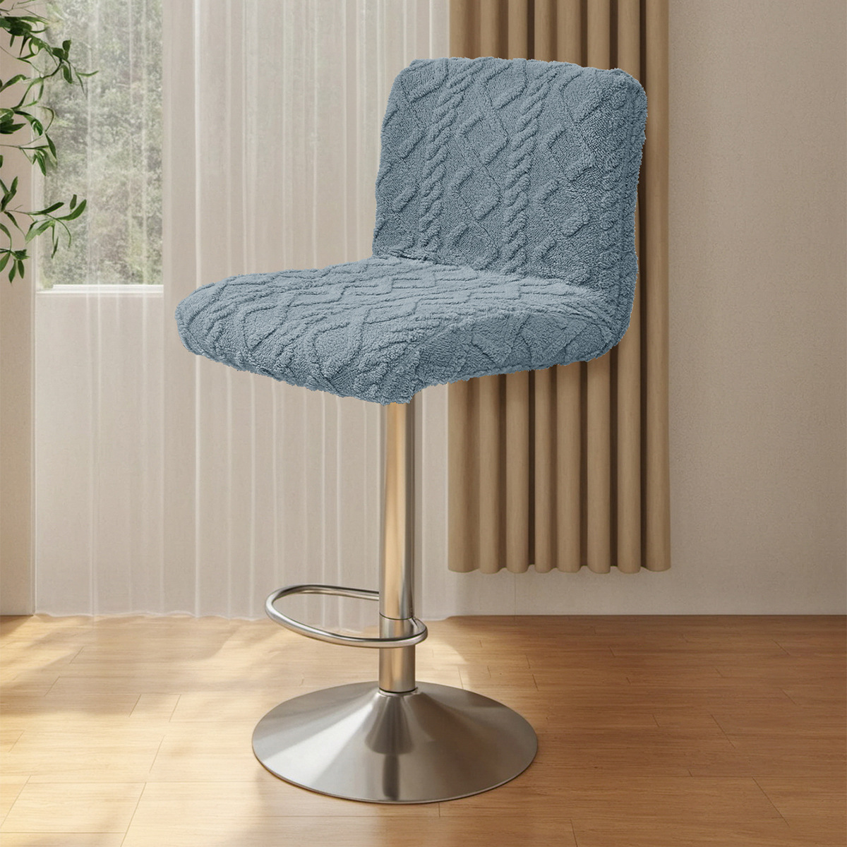 Transfronterizo algodón de terciopelo Jacquard trenzado cubierta de silla de espalda baja anti-gato agarrar bar elástico de color sólido cubierta de silla giratoria al por mayor