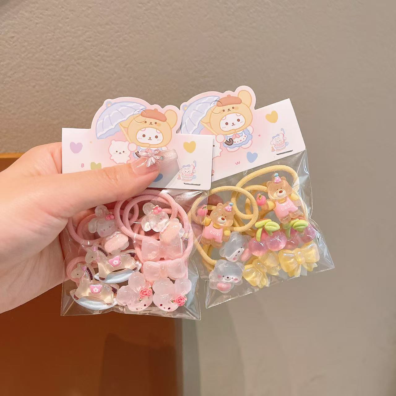Anillo de pelo de pulgar de dibujos animados para niños, cabello de bebé, cabello de bebé, correa de cabello de alta elasticidad, banda de cabello no lesionada