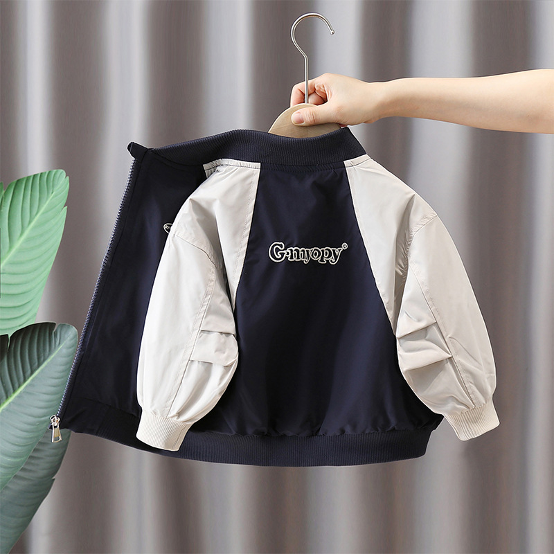 7649 chaqueta de color para niños ropa de primavera y otoño 2025 nueva chaqueta de moda coreana para niños ropa de béisbol de moda de primavera