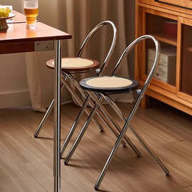 中古设计师折叠椅子编藤靠背椅家用餐椅简约网红拍照阳台休闲桌椅