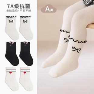 2025 Spring and Summer Children's Socks for Boys, Mid-Tube, Girls' College Style Two-Bar Cotton Socks, Baby Cartoon Seamless