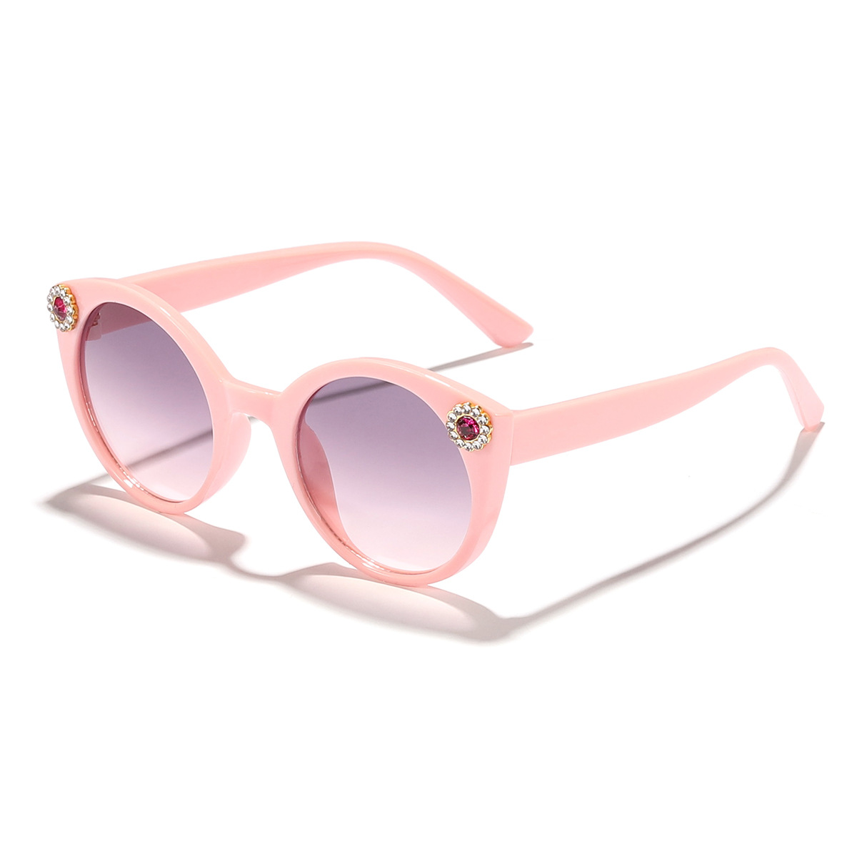 Gafas de sol de color caramelo con marco redondo de diamantes transfronterizos para niños Gafas de sol de tiro callejero de moda para niños y niñas Sunglasses