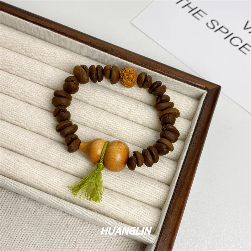 咖啡豆很醒脑手作串珠百搭芭比檀葫芦手串女生小众设计情侣手链