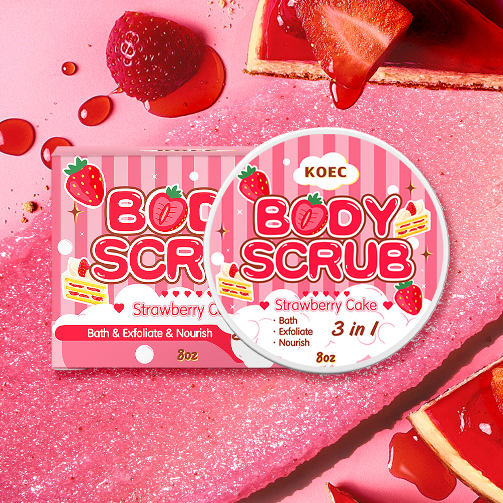 KOEC Strawberry Cake Body Scrub Deep Cleansing Nourishing Skinny Exfoliating Bath Salt Cross Border Wholesale
