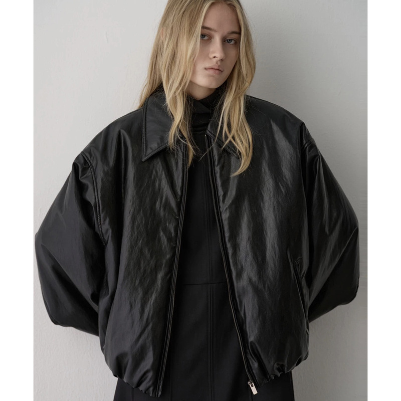 Korean Fp Padded Leather Pilot Jacket Designer Style Autumn and Winter New Loose Warm Pu Cotton Coat for Women
