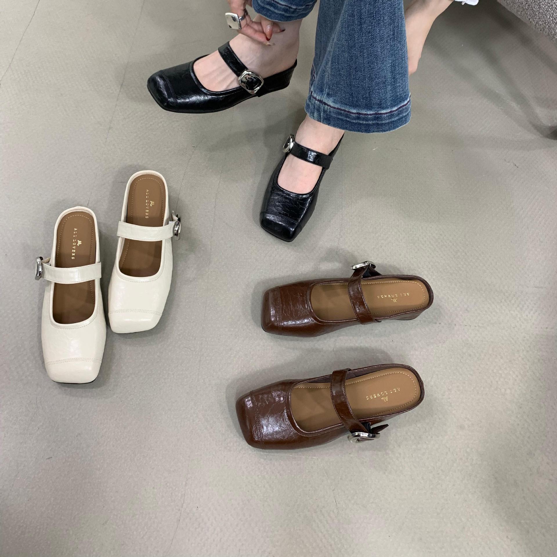 Retro Mary Jane shoes square toe