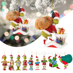 2023 Cross-Border New Product Christmas Grinch Creative Pendant Acrylic Flat Accessories Wall Keychain Cut Out