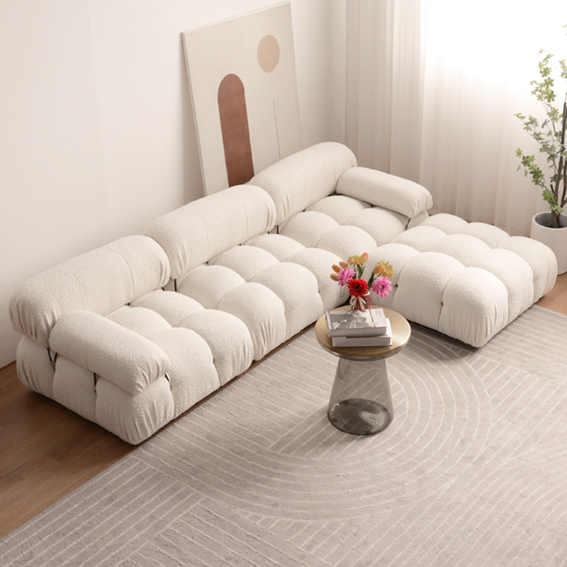 马里奥布艺羊羔绒沙发椅创意客厅小户型简约面包模块组合三人沙發