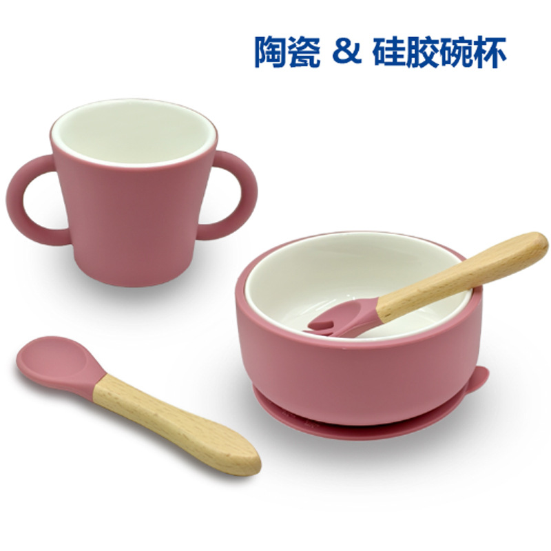 Children's Anti-Scald Silicone 316L Stainless Steel Bowl, Silicone Ceramic Bowl, Dual-Purpose for Steaming and Cooking, Baby Food Bowl, Maternal and Infant Supplies