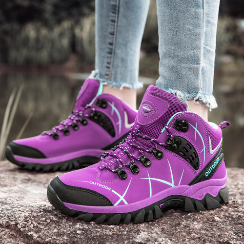 Hiking men's and women's outdoor hiking shoes cross-border large size plus velvet warm outdoor shoes men's shoes outdoor shoes