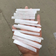 Transparent white crystal translucent gypsum raw stone rod cross-border Amazon selenite decorative cat's eye gypsum rod ornaments