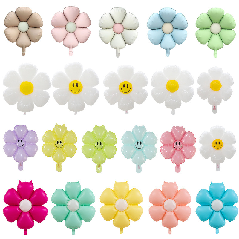 Globo de Aluminio en Forma de Margarita, Decoración Blanca Coreana para Fotos de Cumpleaños y Bebés