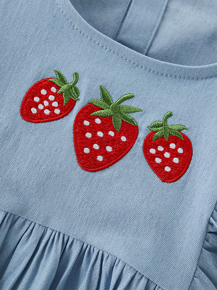 Falda de mezclilla para niña malwee transfronteriza verano nuevo estilo de manga corta vestido de princesa de cuello redondo para niños europeos y americanos image 3