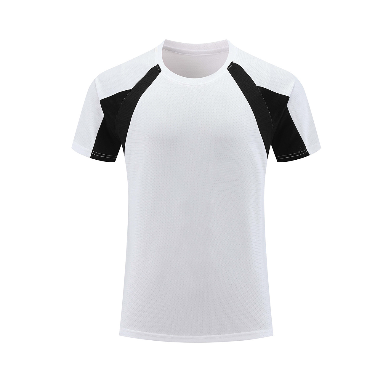 Hombre deportivo ocio mangas cortas T gran agujero de ventilación color combinado ropa de trabajo de secado rápido impresión logotipo camiseta ropa deportiva fitness