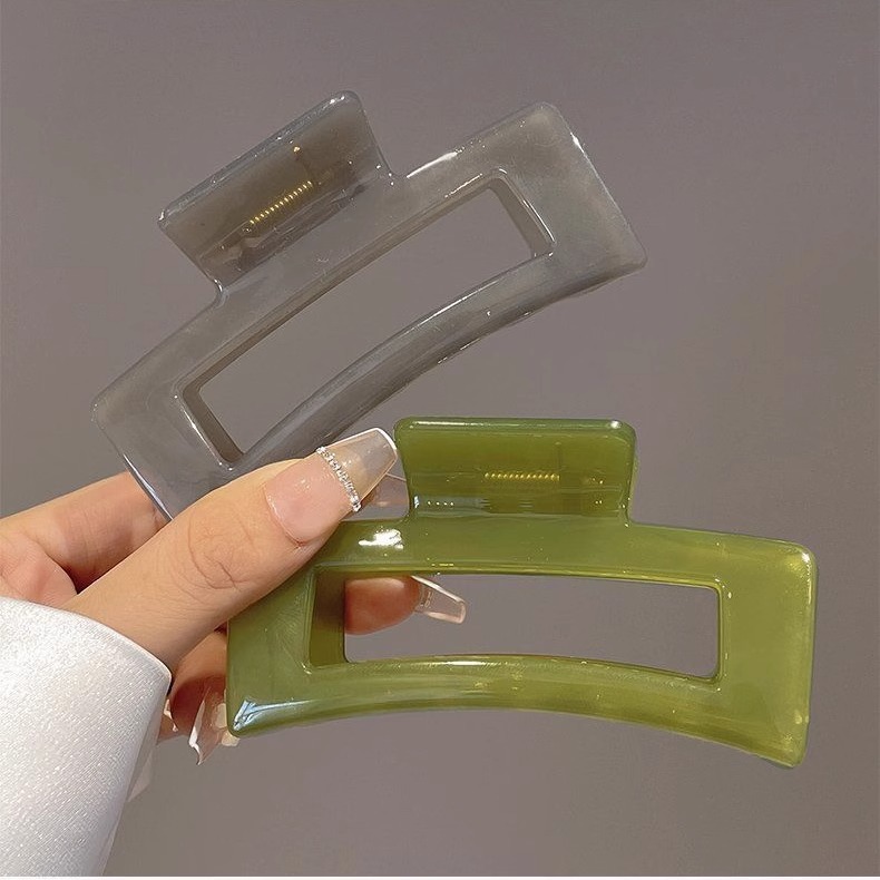 Fabrik-Großhandel hochwertige große transparente quadratische Haarklammer mit Hai-Design, langlebig, für großes Haarvolumen, zum Befestigen am Hinterkopf.