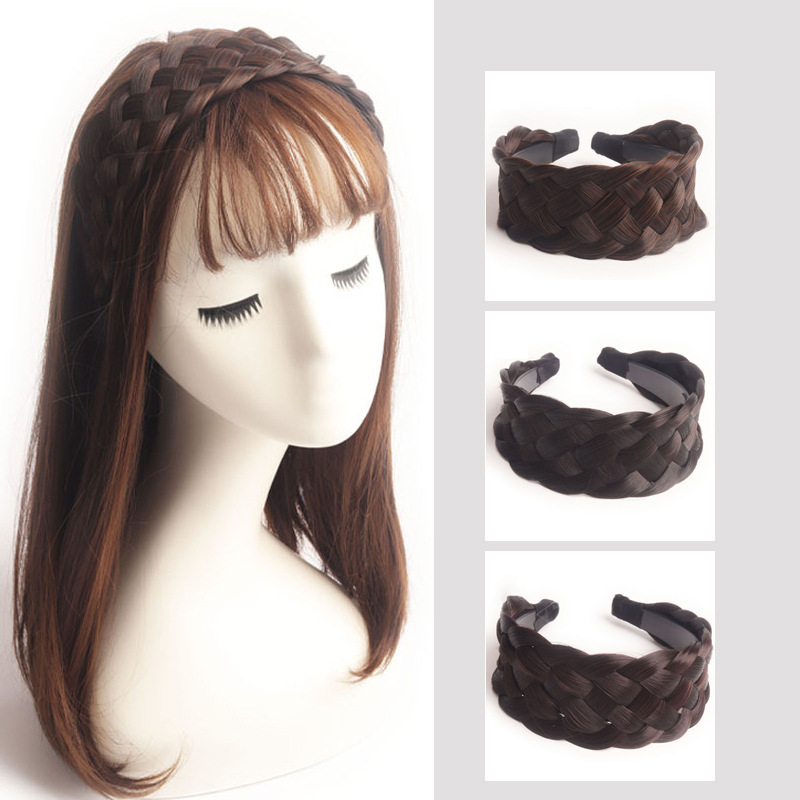 6cm Super Wide Wig Hairband Covering White Hair 6-Strand Braid High Cranial Top Hand Broken Hair Woven Toothed Non-slip Hair Accessories Headdress 6cm Super Wide Wig Hairband Covering White Hair 6-Strand Braid High Cranial Top Hand Broken Hair Woven Toothed Non-slip Hair Accessories Headdress