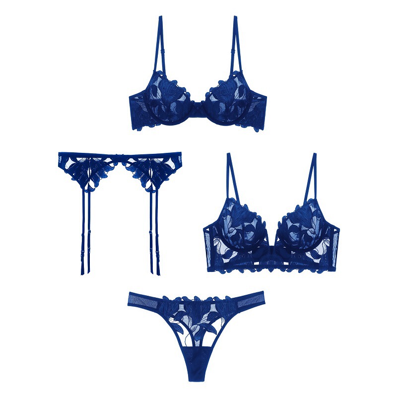 BRAS Cross-border Hot Sale French Applique Lace Underwear Women Sexy Tulle Embroidered Breathable Ultra-thin Bra Set BRAS Cross-border Hot Sale French Applique Lace Underwear Women Sexy Tulle Embroidered Breathable Ultra-thin Bra Set