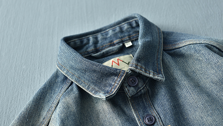 Vintage Washed Denim Overshirt For Men Loose Workwear Jacket_voghion.com
