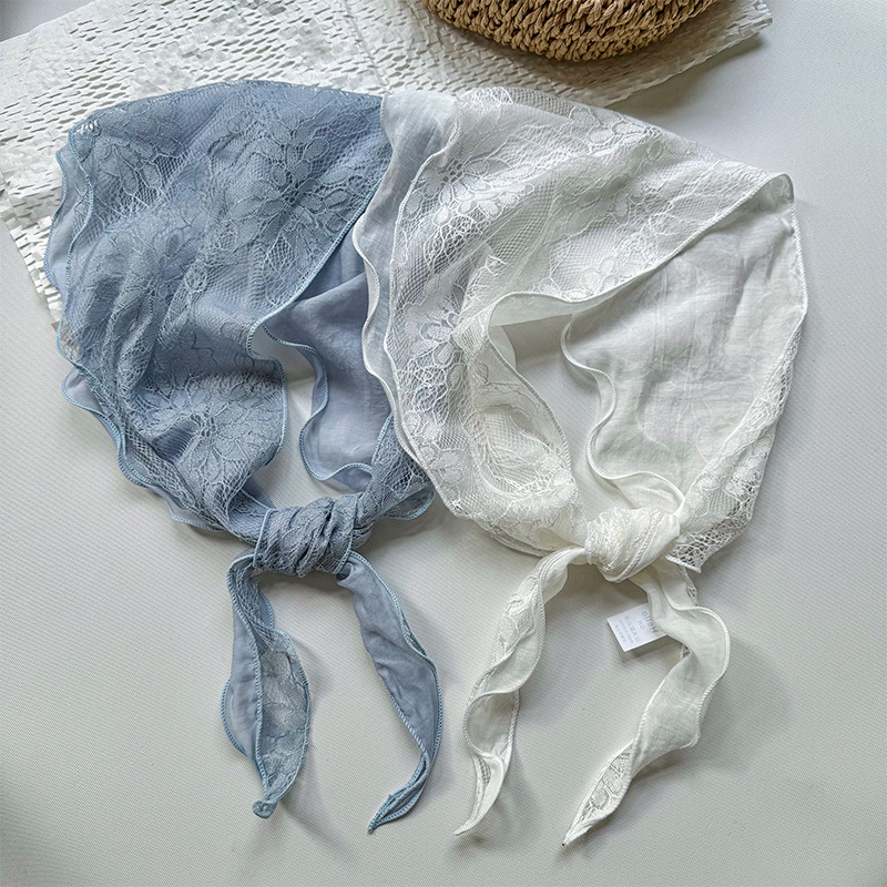 Bufanda de seda, bufanda decorativa de alta calidad, pañuelo en la cabeza, cinturón para el cabello, accesorios para el cabello, bordado de encaje, bufanda triangular de encaje, cortina de pedos de cintura