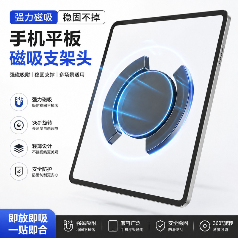 The New Large-Size Universal Magnetic Attachment for Mobile Phones and Tablets Is Compatible with Magsafe iPad and Various Tablet Phone Stands