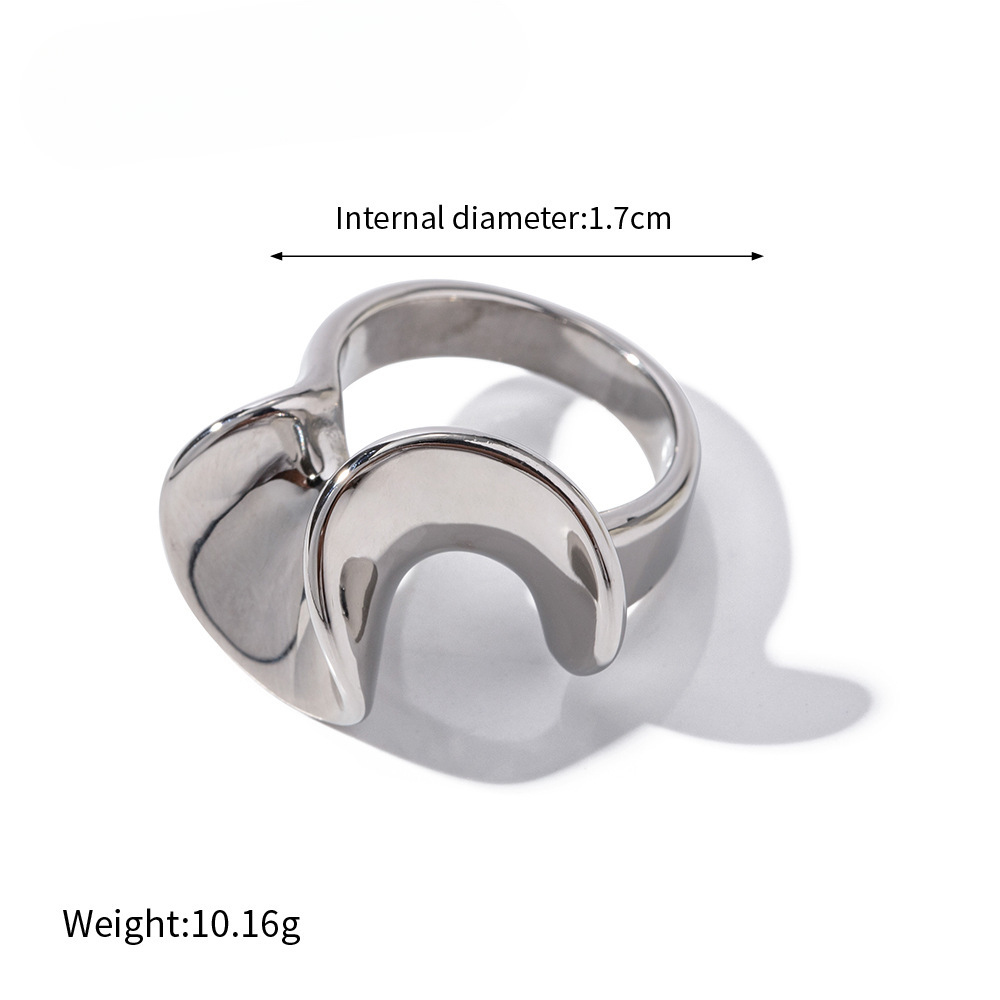 Real Gold Plated Plating Material IG Style Retro Geometric Titanium Steel 18K Gold Plated Women's Rings