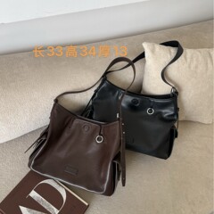 2025新款大容量托特包女复古磨砂皮&牛皮通勤包小众设计单肩包潮