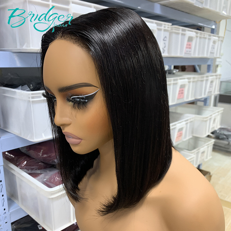Peruca bob cabelo humano glueless preta natural estilo curto_voghion.com