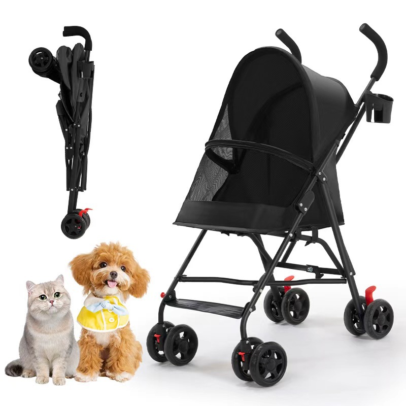 Transfronterizo simple pet carrinch pet pet pet carrinch pet out pequeño portátil ligero plegable con un botón