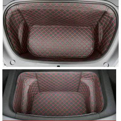 Mat 21-26 Rear Trunk Mat, Trunk Mat - front-seat-cushion-rear-seat-cushion-coffee-color-with-beige-stitching-25-26-model-tesla-model-y