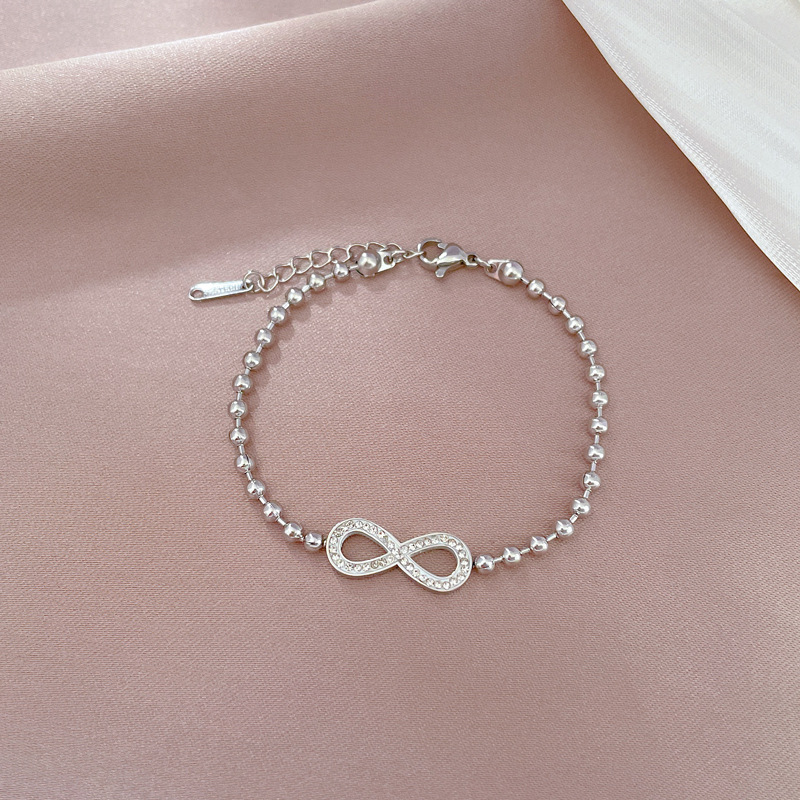 Infinity Pattern Women'S Gender PVD Coated Real Gold Plated Infinity Titanium Steel Sweet Waterproof Non Tarnish Bracelets