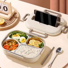 带盖大号五格饭盒带汤碗上班族餐盒保温304不锈钢餐盘大容量
