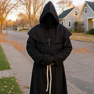 中世纪僧侣长袍cos服Monk Robe修士服尖顶连帽万圣节跨境表演服