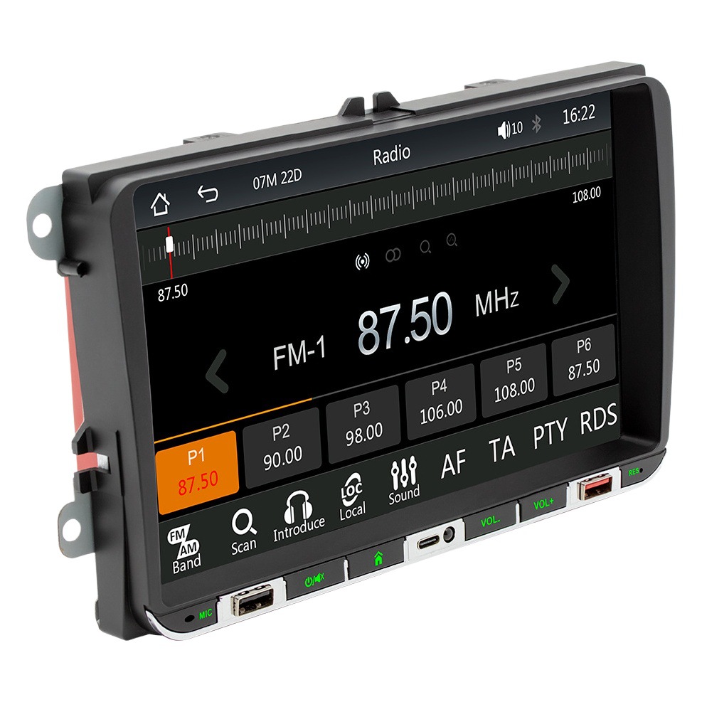 Reproductor MP5 de 9 pulgadas apto para Volkswagen con CarPlay inalámbrico, pantalla grande de alta definición e imagen de reversa.