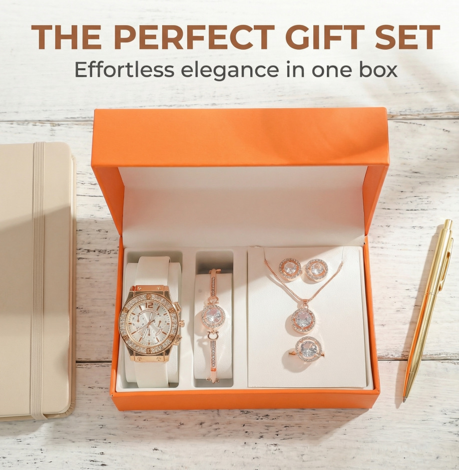 A09360 TikTok moda temperamento diamante cielo estrellado tendencia personalidad reloj de cuarzo las mujeres traje 5 unids/set