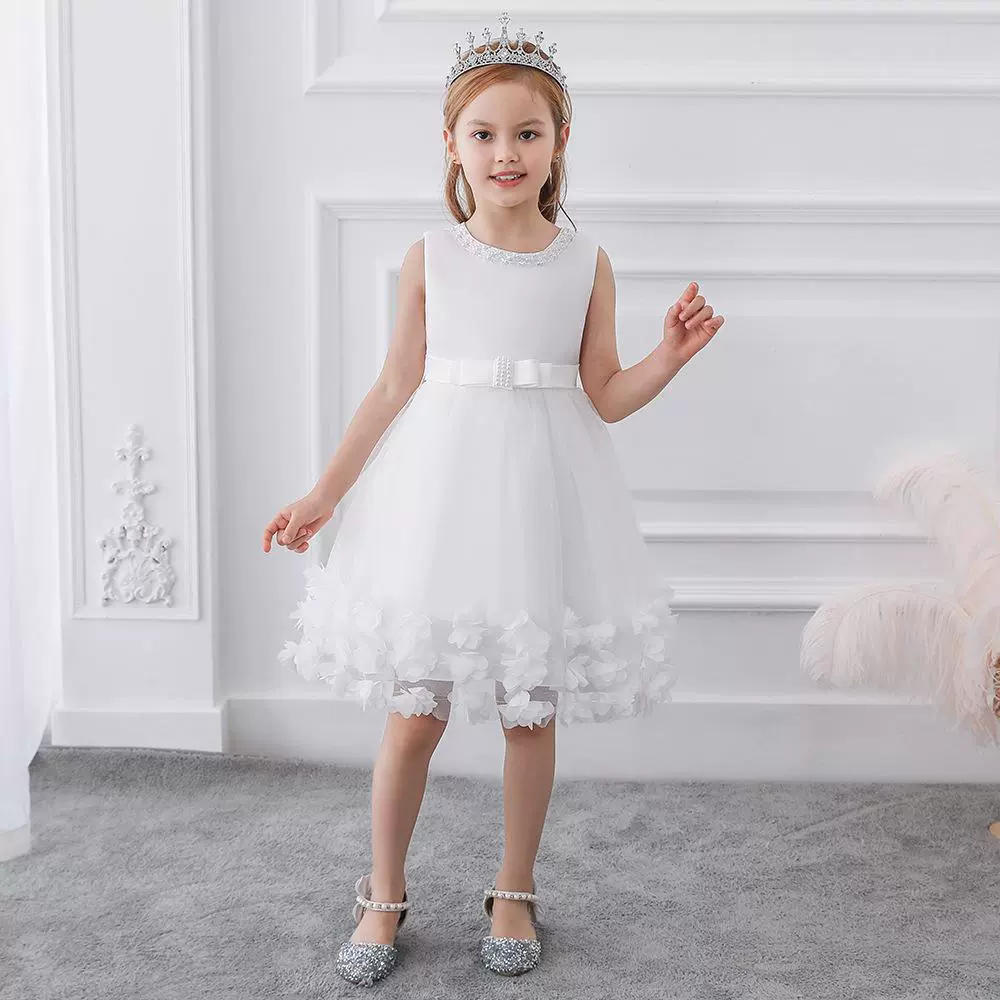 Амазонское детское платье кружевное платье свадебное платье платье принцессы сетка бисер без рукавов девушки шоу юбка