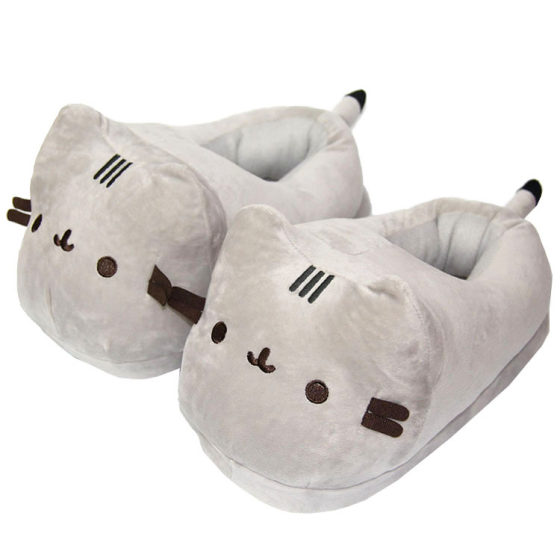 American cartoon cat winter plush slippers cute chubby kitten indoor home couple cotton shoes girls moon shoes