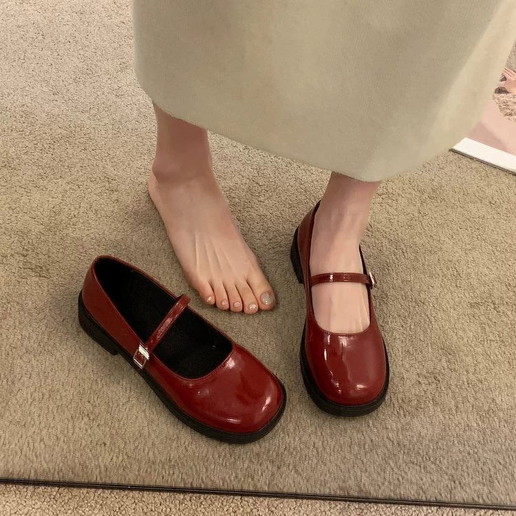 法式复古小皮鞋女2025年新款夏季圆头粗跟单鞋纯色配裙子玛丽珍鞋