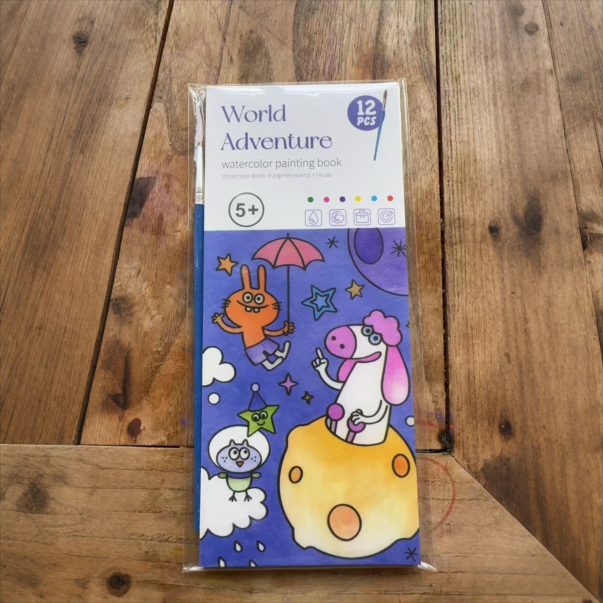 Cuaderno de acuarelas para niños, libro de pintura con acuarelas, libro de dibujo y coloreado para bebés de jardín de infantes, hecho a mano.